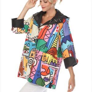 *NWT* Reversible Raincoat Picasso-Inspired with Removable Hood from O Opera